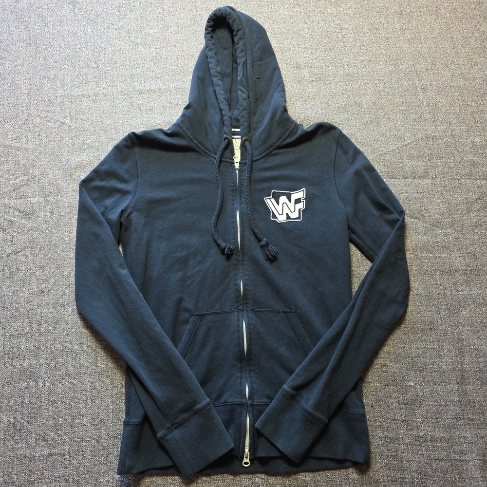 WWF Old School Full Zip Hoodie Embroidered Logo Size Medium Long Sleeve